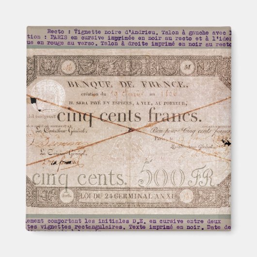 第24ターミナルから500フランの銀行券 マグネット (正面)