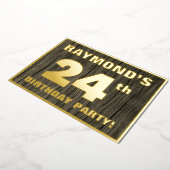 第24回誕生日パーティーはっきりした:木目フェイク模様 箔招待状 (回転した状態)