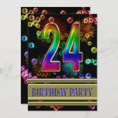 第24回誕生日パーティー招待(バブル付き) 招待状 (正面/裏面)