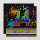 第24回誕生日パーティー招待（バブル付き） 招待状 (正面/裏面)