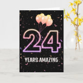 第24誕生日風船と紙吹雪 カード (黄色い花)