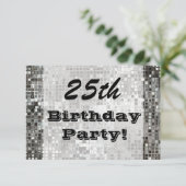第25または年齢の誕生会の銀の招待状 招待状 (スタンド正面)