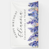 第25ハッピーバースデーバナーブルー7月誕生花 横断幕 (縦)