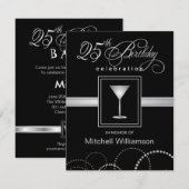 第25バースデーパーティ招待状-モノグラム 招待状 (正面/裏面)
