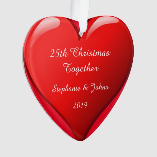 第25一緒のクリスマスのかわいいハート2019の赤 オーナメント (正面)