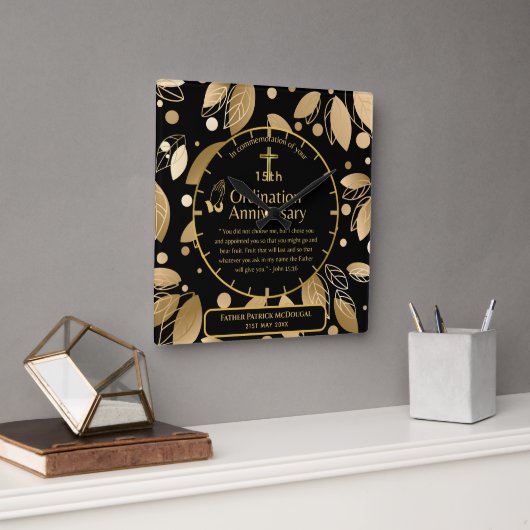 第25代牧師の司祭の記念贈与調整ANY スクエア壁時計 (オフィス)