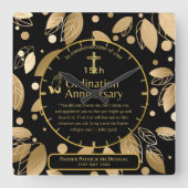 第25代牧師の司祭の記念贈与調整ANY スクエア壁時計 (正面)