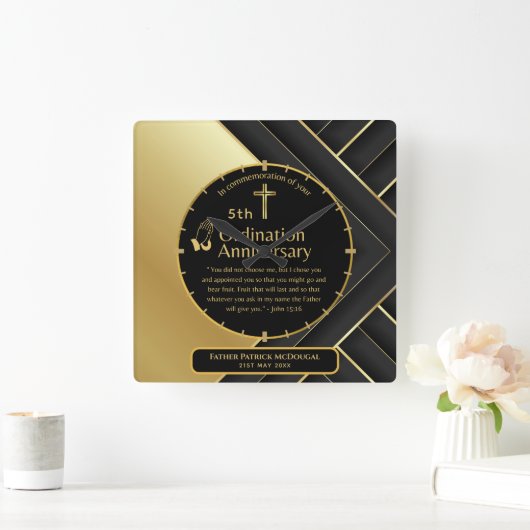 第25代牧師の司祭の記念贈与調整ANY スクエア壁時計 (ホーム)