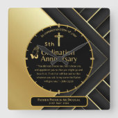 第25代牧師の司祭の記念贈与調整ANY スクエア壁時計 (正面)