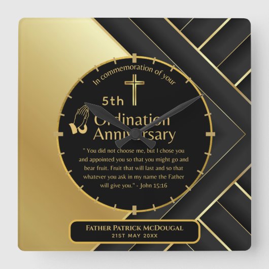 第25代牧師の司祭の記念贈与調整ANY スクエア壁時計 (正面)