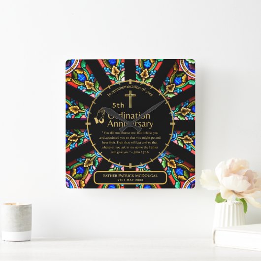 第25代牧師の司祭の記念贈与調整ANY スクエア壁時計 (ホーム)