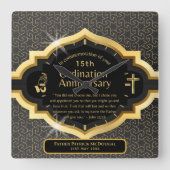 第25代牧師の司祭の記念贈与調整ANY スクエア壁時計 (正面)