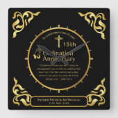 第25代牧師の司祭の記念贈与調整ANY スクエア壁時計 (正面)