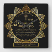 第25代牧師の司祭の記念贈与調整ANY スクエア壁時計 (正面)