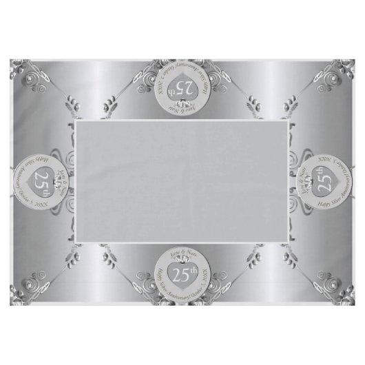第25回シルバーの結婚記念日テーブルクロス テーブルクロス (正面(横))