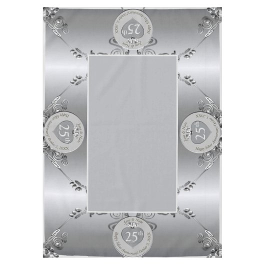 第25回シルバーの結婚記念日テーブルクロス テーブルクロス (正面)