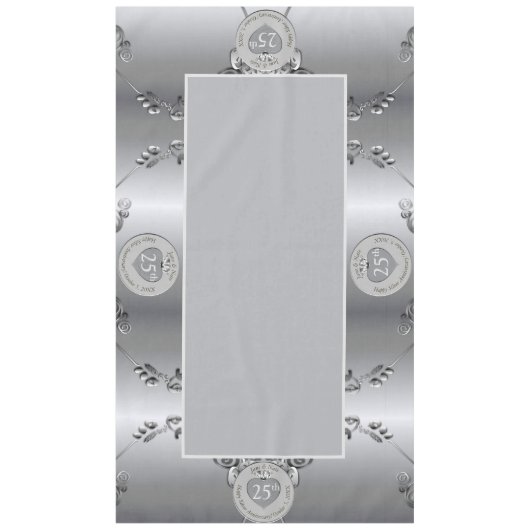 第25回シルバーの結婚記念日テーブルクロス テーブルクロス (正面)