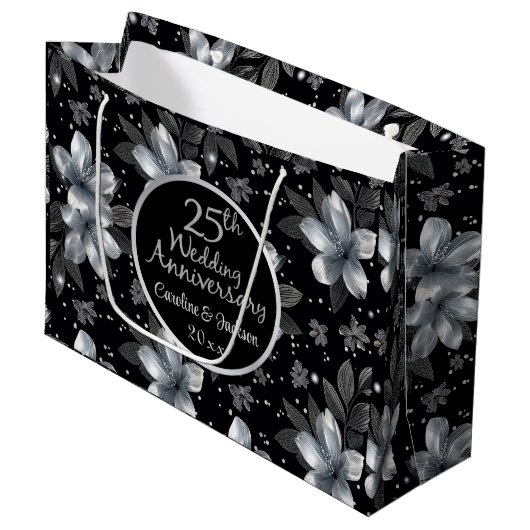 第25回シルバーグリッター結婚フローラ記念日 ラージペーパーバッグ (正面アングル)