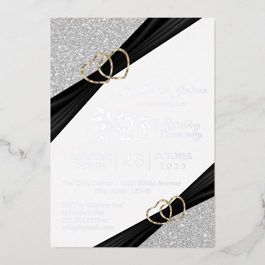 第25回シルバーグリッター金ゴールドハート記念日 箔招待状 (正面)