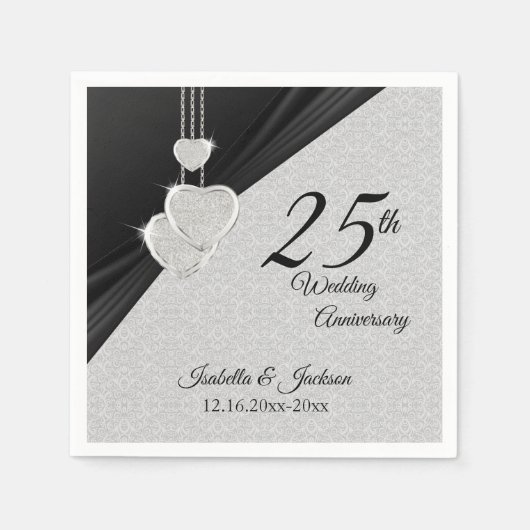 第25回シルバーグレイ&ブラック結婚ズ記念日 スタンダードカクテルナプキン (正面)