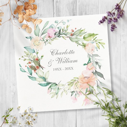 第25回シルバー結婚ズ記念バラ水彩 スタンダードカクテルナプキン