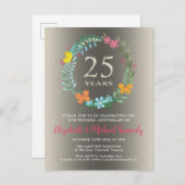 第25回シルバー結婚ズ記念フローラ招待状 インビテーションポストカード (正面/裏面)
