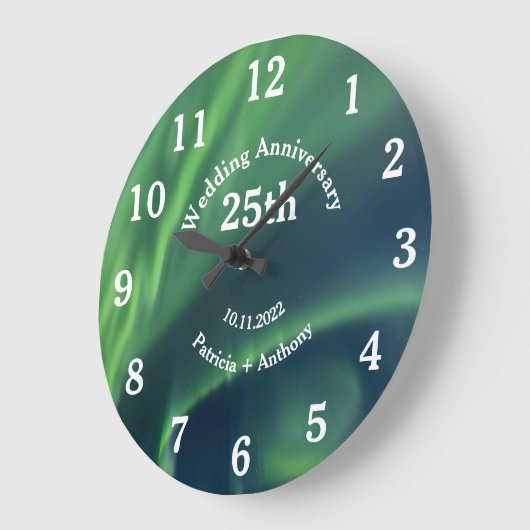第25回シルバー結婚ズ記念日ノーザンライツラ ラージ壁時計 (傾斜)