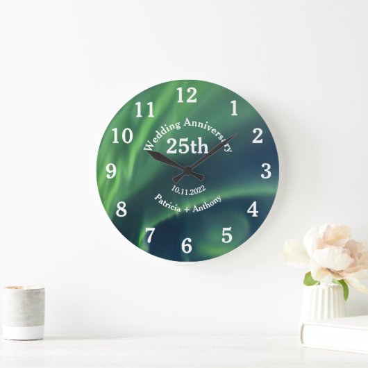 第25回シルバー結婚ズ記念日ノーザンライツラ ラージ壁時計 (ホーム)