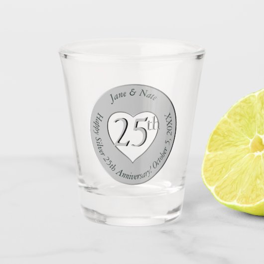 第25回シルバー結婚ズ記念日マグカップ ショットグラス (正面)