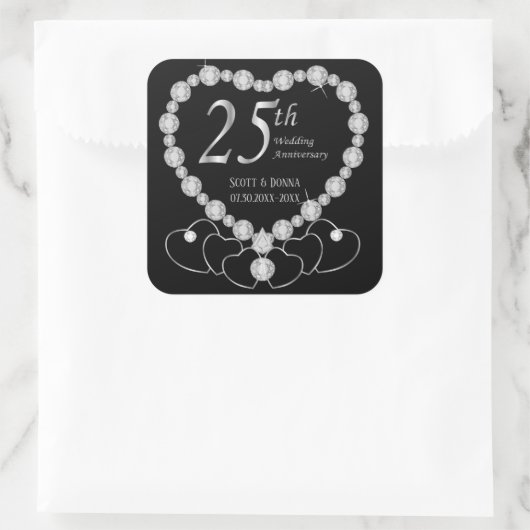 第25回シルバー結婚ズ記念日 スクエアシール (バッグ)