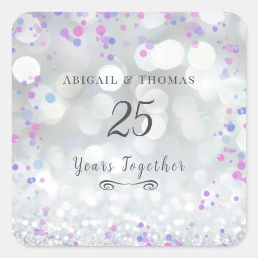 第25回シルバー結婚ズ記念日 スクエアシール (正面)