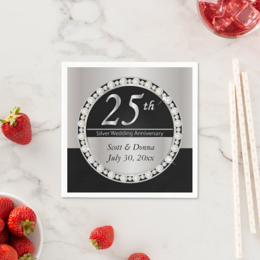 第25回シルバー結婚ズ記念日 スタンダードカクテルナプキン (インサイチュ)