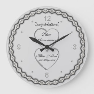 第25回シルバー結婚ズ記念日 ラージ壁時計