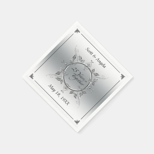 第25回シルバー結婚ズ記念日 | 25年エレガント スタンダードカクテルナプキン (角)