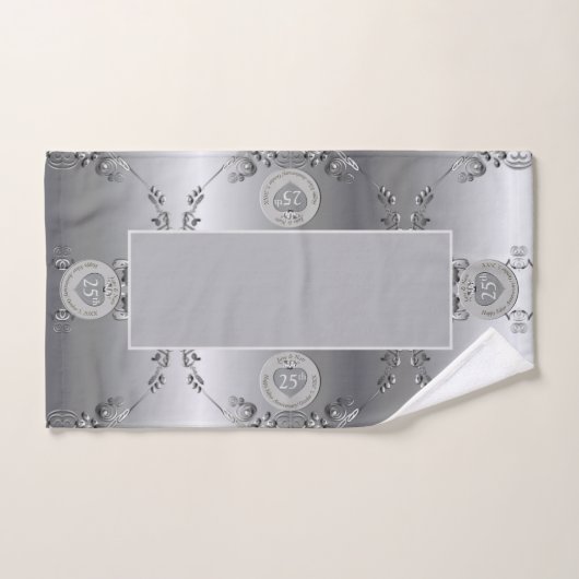 第25回シルバー結婚周年記念タオル バスタオルセット (ハンドタオル)
