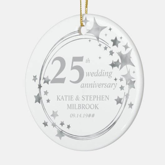 第25回シルバー結婚記念写真シルバースターズ セラミックオーナメント (左)