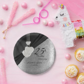 第25回シルバー・アンド・ブラック結婚ズ記念日 ペーパープレート (パーティー)