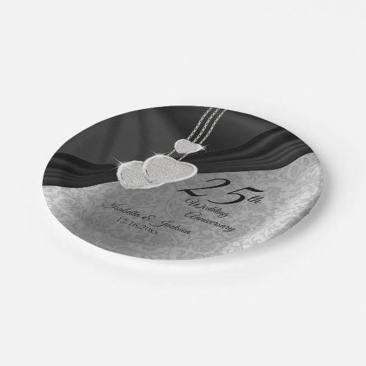 第25回シルバー・アンド・ブラック結婚ズ記念日 ペーパープレート (アングル)