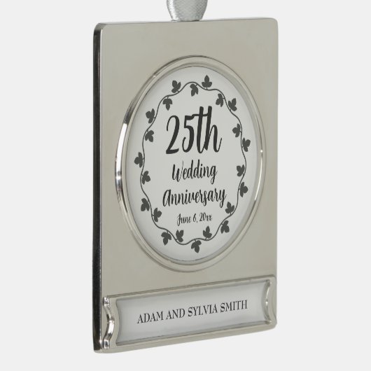 第25回シルバ結婚ー記念日アイビーリース シルバープレートバナーオーナメント (右)
