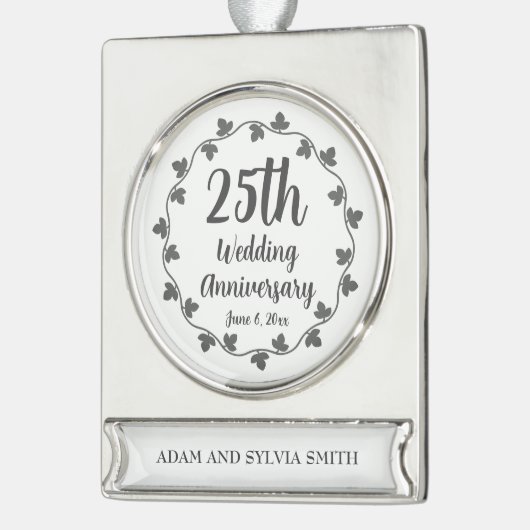第25回シルバ結婚ー記念日アイビーリース シルバープレートバナーオーナメント (左)