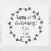 第25回シルバ結婚ー記念日アイビーリース スパークリングワインラベル (シングルラベル)