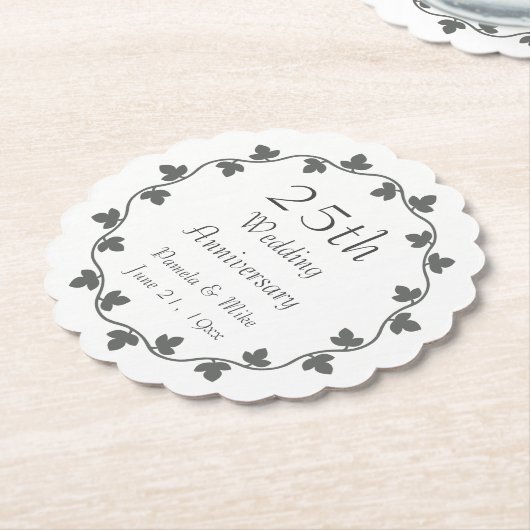 第25回シルバ結婚ー記念日アイビーリース ペーパーコースター (アングル)