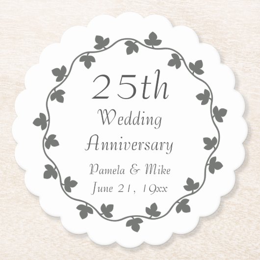 第25回シルバ結婚ー記念日アイビーリース ペーパーコースター (正面)