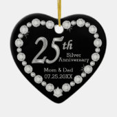 第25回シルバ結婚ー記念日ハート セラミックオーナメント (正面)