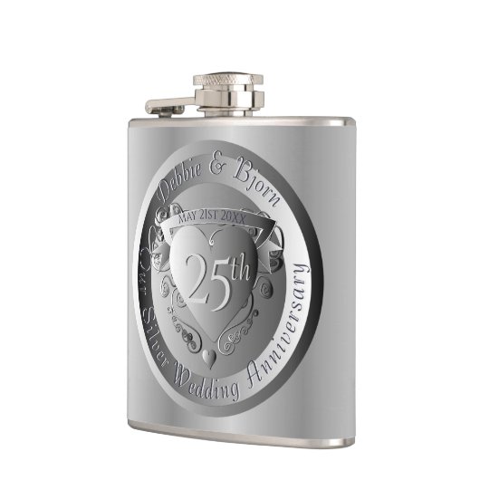 第25回シルバ結婚ー記念日メダリオン フラスク (左)
