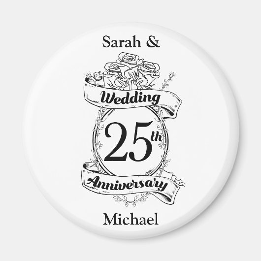 第25回シルバ結婚ー記念花バラ マグネット (正面)