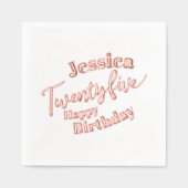 第25回バースデーパーティー25回スクリプトバラ金ゴールド 箔ナプキン (正面)