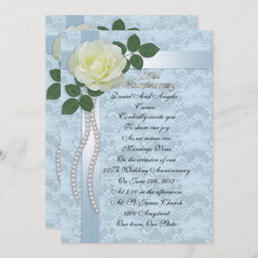 第25回発願リニューアル招待状ホワイトローズ 招待状 (正面/裏面)