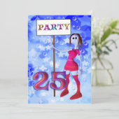 第25回誕生日パーティーの看板の招待状 招待状 (スタンド正面)