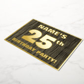 第25回誕生日パーティーはっきりした:木目フェイク模様 箔招待状 (回転した状態)